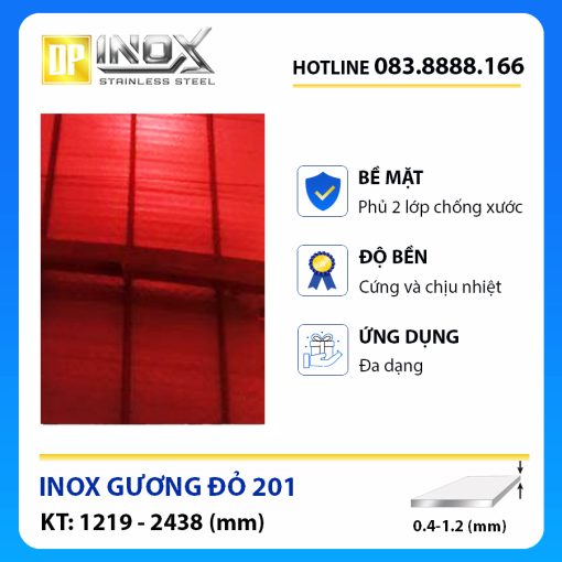 tấm inox gương đỏ