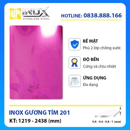 tấm inox gương tím