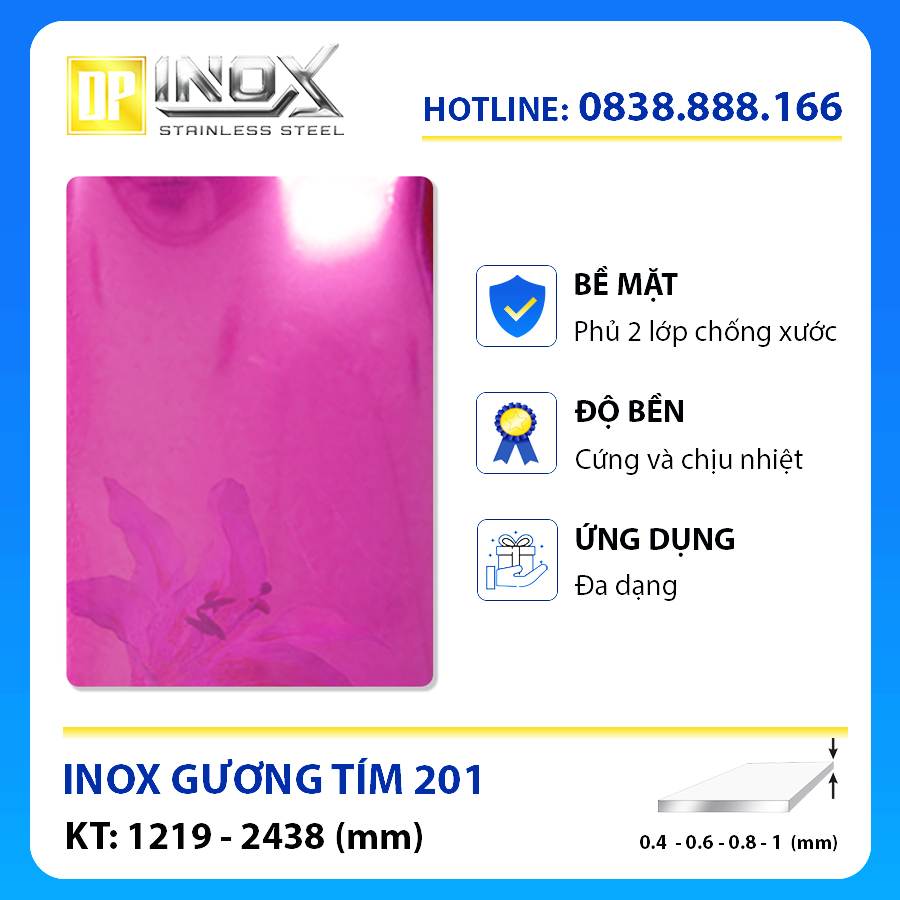 tấm inox gương tím