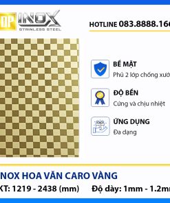 tấm inox hoa văn vàng 304