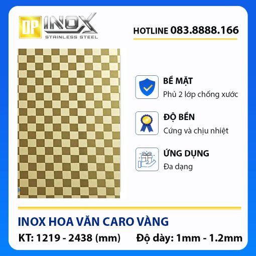 tấm inox hoa văn vàng 304